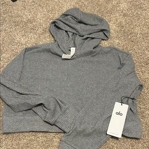 ALO Yoga Women's Heather Gray Hooded Sweater